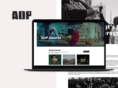 AOP Awards Website photography web web design website xd xd design