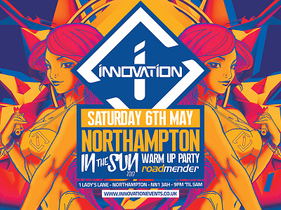 Northampton Warm up party for Innovation In the Sun. dnb drum bass event artwork illustration promo video