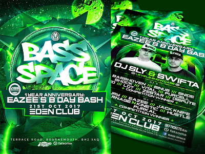 BASS SPACE: EAZEE'S B'DAY BASH artwork clubflyers dnb promotion