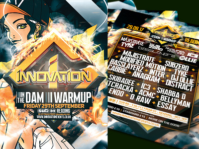 INNOVATION: IN THE DAM WARM-UP artwork clubflyers dnb