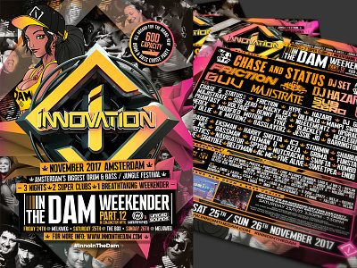 INNOVATION IN THE DAM 2017 digitalart dnb drum n bass event artwork flyer design in the dam rave