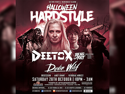 HALLOWEEN HARDSTYLE digitalart event artwork flyer design halloween hardstyle horror rave