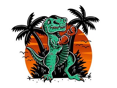 Rex boxer boxing dino dinosaur dinosaurs jurassic procreate rex trex