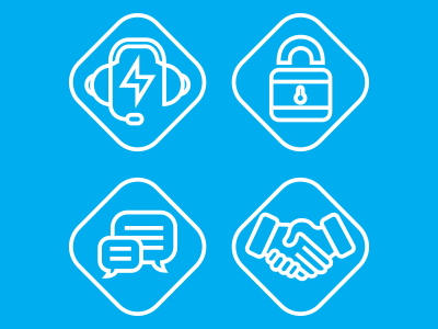 Enterprise Icons collaboration comments communication customer support headset help icons lock secure shaking hands stroke vector