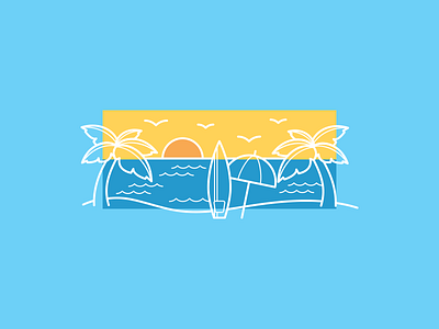 Mahalo beach mahalo ocean palm tree sunset surf surfboard swell umbrella
