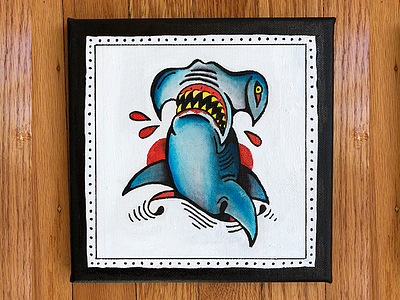 Hammerhead blood fun hammerhead handmade ink painting shark tattoo traditional watercolor