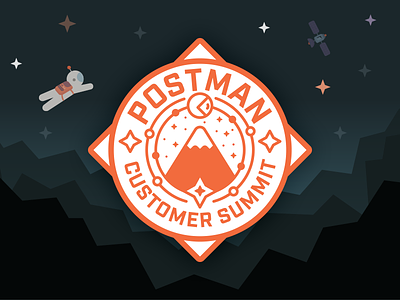 Postman Customer Summit api astronaut badge customer summit mountain postman satellite space stars summit