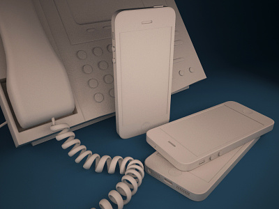 IP Phone and iPhone 5's 3d detail illustration iphone mobile model phones simple texture untextured