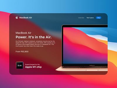 Apple MacBook Air - M1 Web Design Concept - GlassMorphism app ui design icon illustration mucic player design uiux ui ux ui ui design ui ux ux web