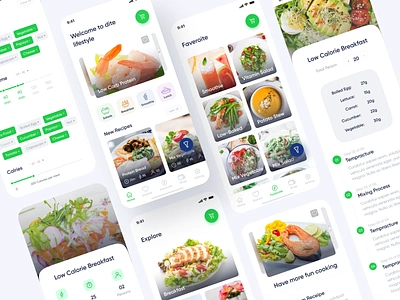 Fitness Recipe App full design diet app figma fitness fitness app healthyfood minimal nutrition uiux userinterface weight loss