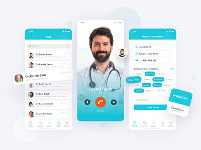 Online Doctor App digital doctor doctor find doctor health health app ios app design mobile app mobile ui modern app design online doctor search doctor telemedicine ui ux user experience
