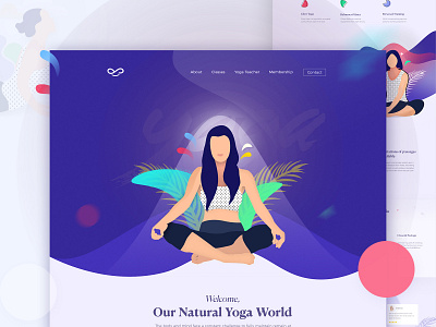 Yoga landing page design flat gym gym landing page illustration logo minimal user experience userinterface ux web website yoga landing page