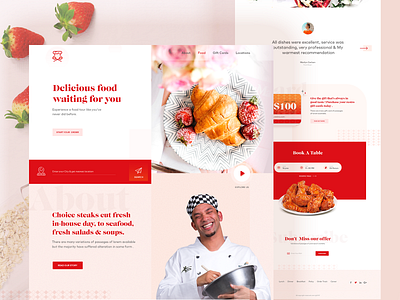 Restaurant Landing Page book a table branding chef design dinner flat food lunch minimal restaurant restuarnt landing page restuarnt website spicy tasty user experience ux web website