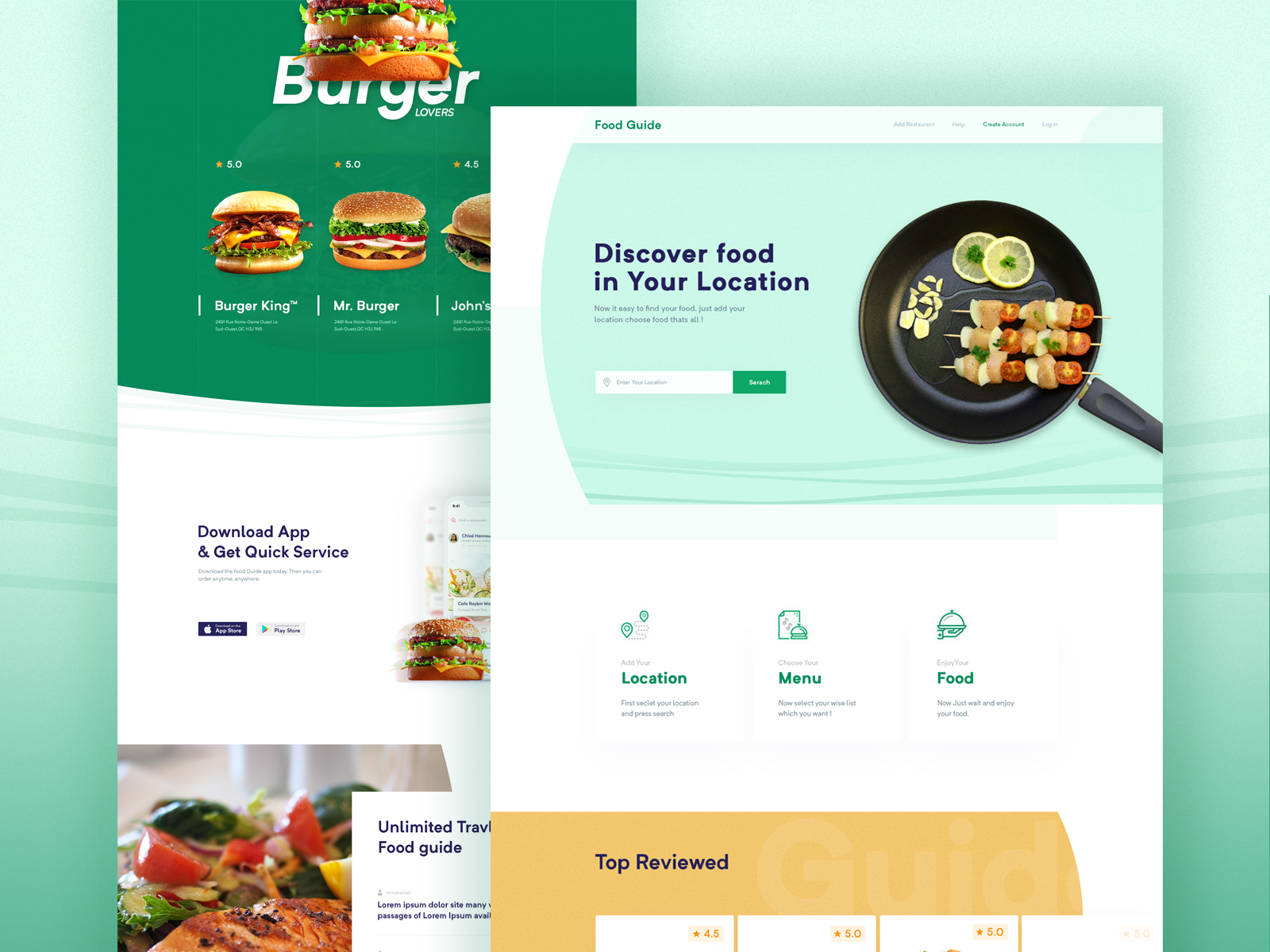 Listing Restaurant landing page