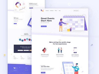 Event Management Company Landing Page agency agency landing page app branding event event management landing page flat illustration landing page management management app management information system management system minimal ui user experience userinterface vector web website
