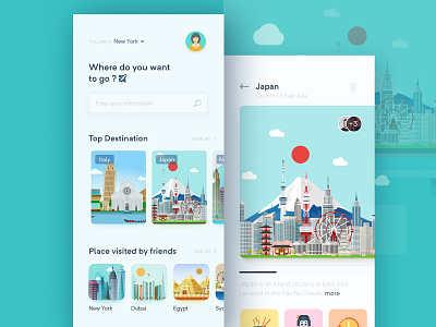 Travel App Concept app flat illustration minimal mobile tour guide trave travel agent travel app user experience userinterface vector