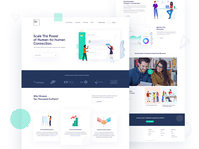 Human Connections Enterprise Landing page creative agency enterprise software enterprise ui homepage human connections human media human network human network application illustration minimal landing page networking userinterface