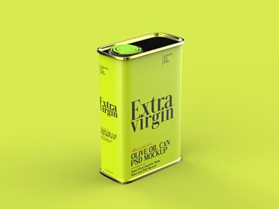 Olive Oil Can Mockup branding design mockupo mockups packaging photoshop psd mockup typography ux