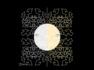 The two faced moon art artwork design digitalart graphicdesign illustration light lineart moon moonlight space