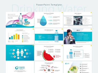 Drinking Water Business PowerPoint Template drinking water drinks free powerpoint infographic life mineral powerpoint presentation design pure
