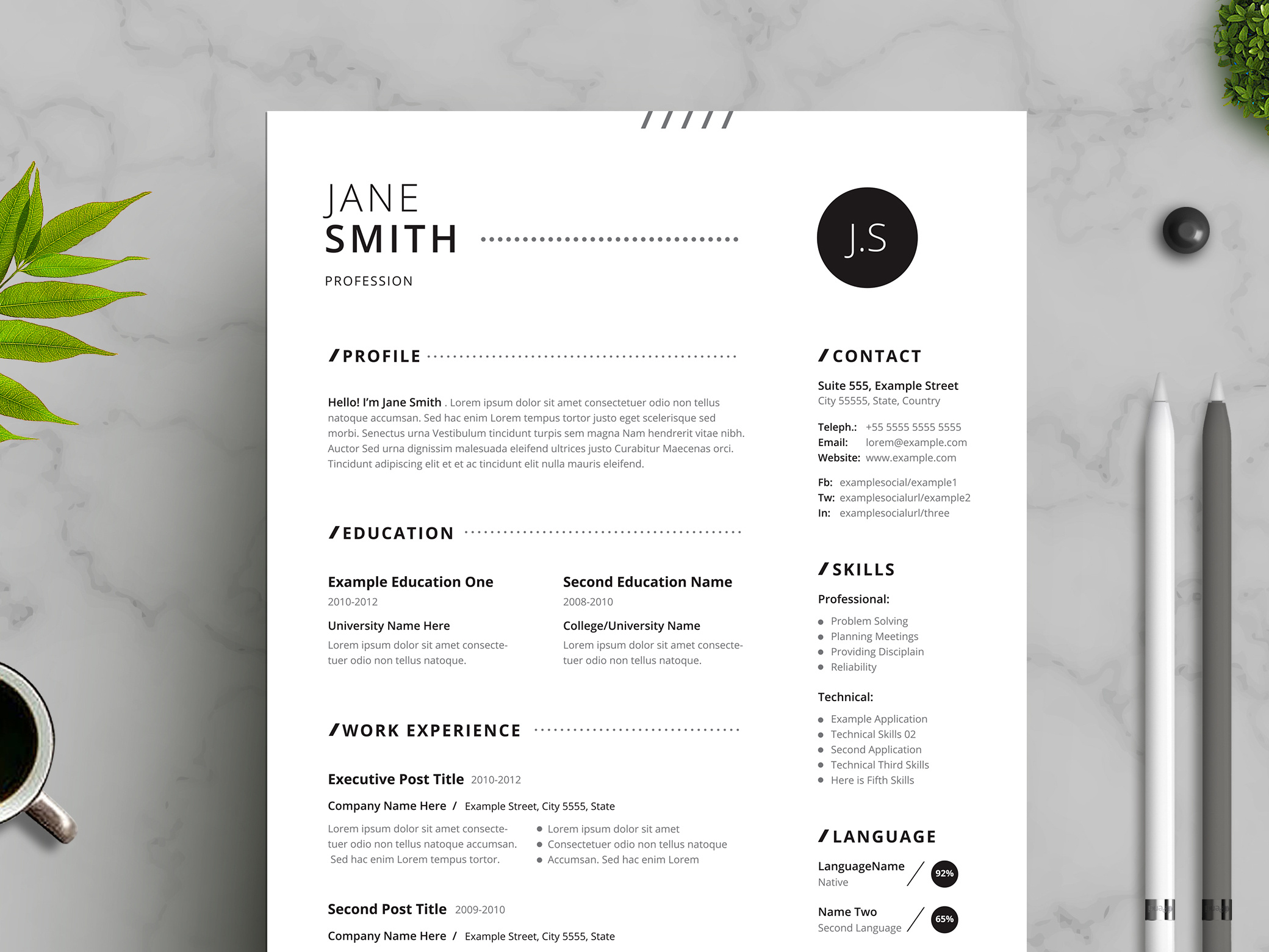 Black White Minimal Resume by Freepiker on Dribbble