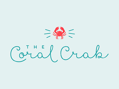 The Coral Crab beach brand branding coastal coral identity logo teal