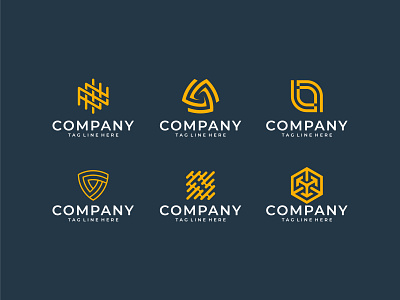 Monogram logo bundle app branding design geometric icon illustration internet logo modern tech design vector