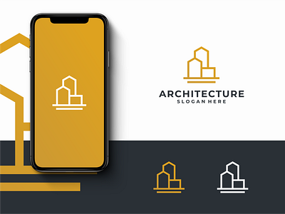 Architecture Logo Design Template app architecture branding brown building construction design geometric graphics icon illustration inspiration internet logo modern monogram monoline tech design ui vector