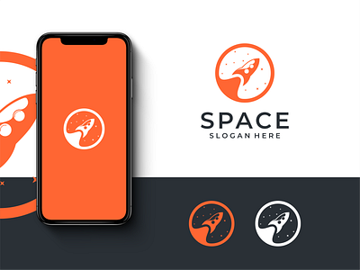 Modern Rocket Logo Design Template app branding design geometric graphic icon identiy illustration inspiration internet logo modern orange phone rocket rocket logo space space logo tech design vector