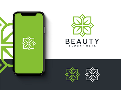 Beauty Flower Logo Design Template app beauty branding design flower geometric graphic green icon identity illustration inspiration internet logo modern monogram monoline tech design vector