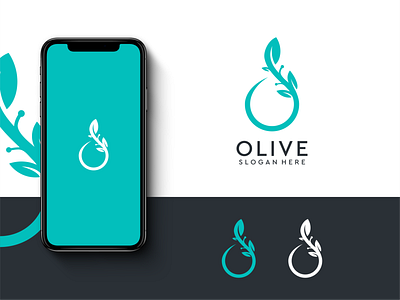 Olive Logo Design Template app blue branding design flower geometric graphic green icon identity design illustration inspiration internet leaf logo modern olive seeds tech design vector