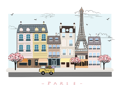Lovely Paris - The city of Love and Art 2d art city design digital illustration