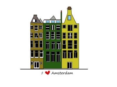 I love Amsterdam architechture buiding design illustration vector