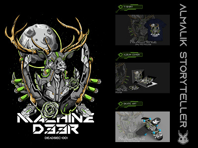 Machine Deer Deadsec - 001 apparel artist artwork buck cyberpunk cyberpunk 2077 cyborg deer illustration illustrator machine mecha mecha animal robots skateboard t shirt t shirtdesign tshirt vector vector art