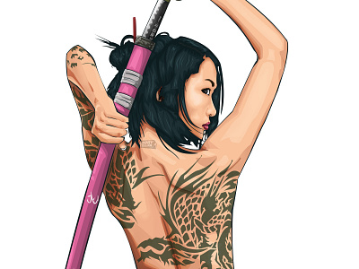 Woman Samurai By Almalik Storyteller beuty culture design illustration japanese vector vector design