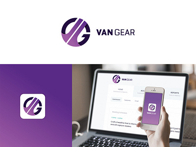 "van Gear" logo branding creative flat lettering logo logo 2020 minimal new logo software company logo tech logo vg logo web logo