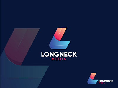"Longneck_Media" creative flat icon lettering logo minimal new logo typography