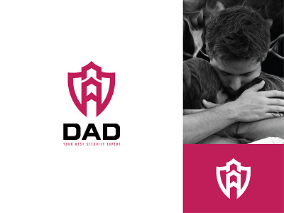 "DAD" logo creative dad dad logo father father logo flat icon logo minimal protection. safety security