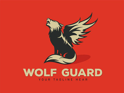 Wolf Guard flat fox foxwing guard icon logo minimal protection security wing wolf