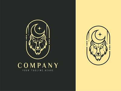 "Wolf Night" logo creative flat icon logo logoground minimal wolf wolf logo wolf moon wolf moon logo wolf night