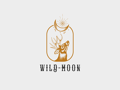wild moon creative deer icon logo minimal moon moon night nature star wild