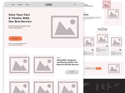 Beauty shop landing page design beauty shop landing page weirframe spa landing page ui web design wireframe