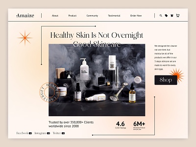 Skin care website header beauty header skin care skin care website ui web desing