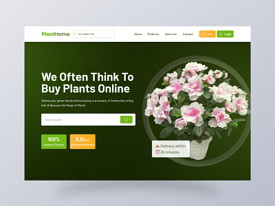 Plants selling web header header landing page plants selling ui web design web header website