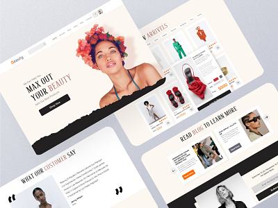 website landing page design for women's products beauty e comerce fashion landing page design ui web design website women