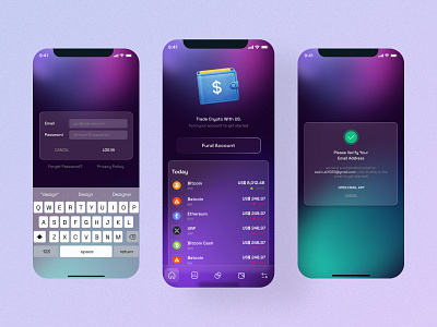 Crypto app log in pages app design crypto crypto app ui ui design