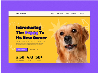 puppy shop header landing page pet love pet shop puppy shop ui ui design