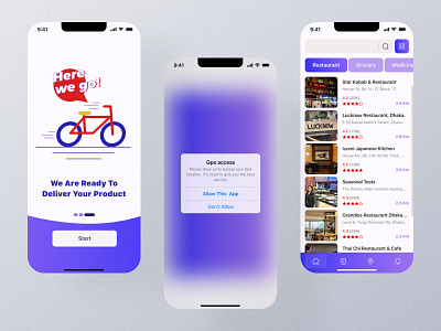 "Get first" hyperlocal delivery app UI design