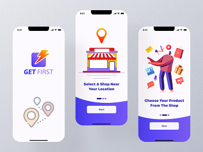 "Get first" hyperlocal app UI design