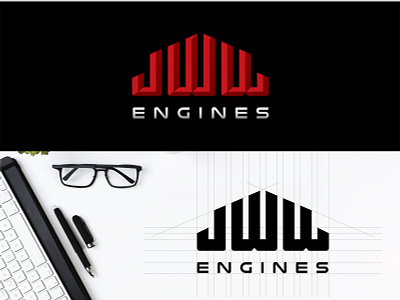 "JWW engines" logo automobile automobile logo brand identity branding creative engine logo flat icon jww logo lettering logo logo 2020 minimal new logo